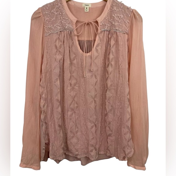 Anthropologie- Tiny Mixed Media Crepe Blouse S - Picture 9 of 11